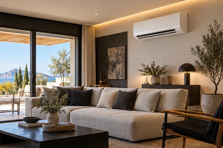 Salón contemporáneo con aire acondicionado, imagen ilustrativa